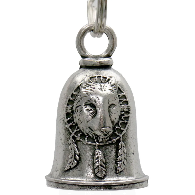 MLB9154 Wolf Dream Motorcycle Good Luck Bell w/ Key Ring-Key Chain Accessory for Bikers - HighwayLeather