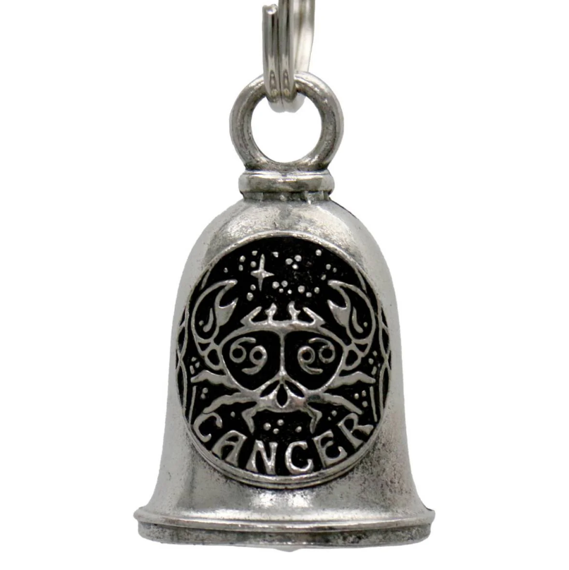 MLB9157 Zodiac Cancer Motorcycle Good Luck Bell w/ Key Ring-Key Chain Accessory for Bikers - HighwayLeather