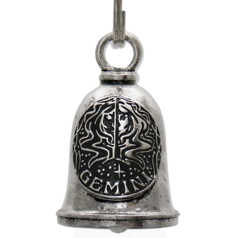 MLB9159 Zodiac Gemini Motorcycle Good Luck Bell w/ Key Ring-Key Chain Accessory for Bikers - HighwayLeather
