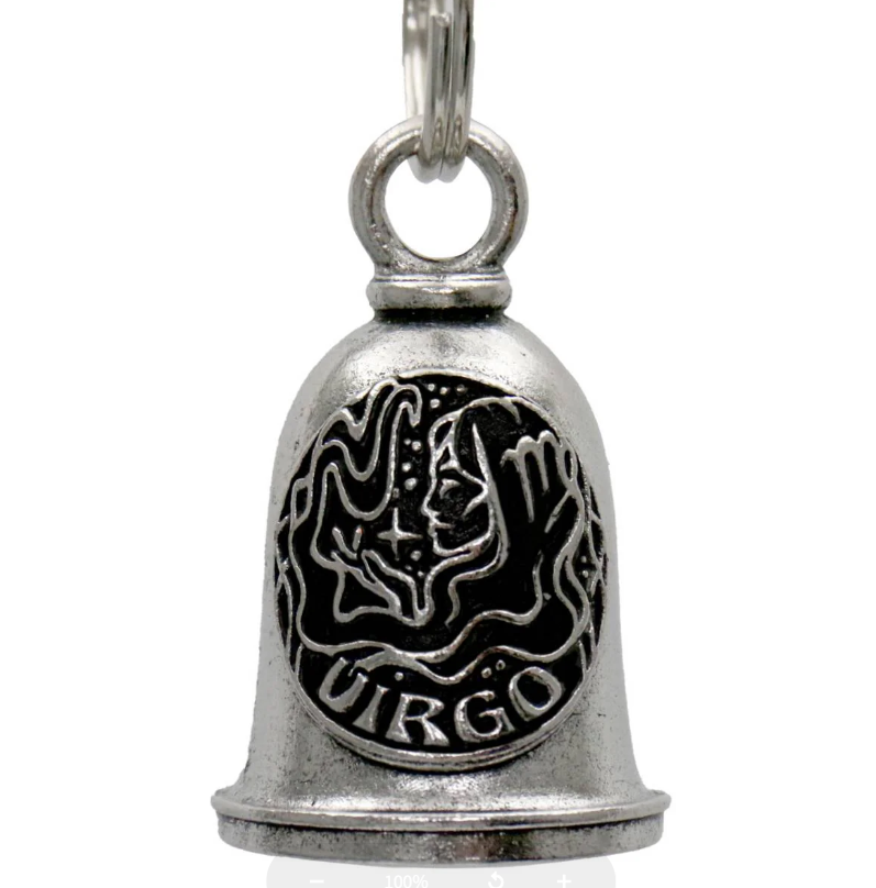 MLB9166 Zodiac Virgo Motorcycle Good Luck Bell w/ Key Ring-Key Chain Accessory for Bikers - HighwayLeather