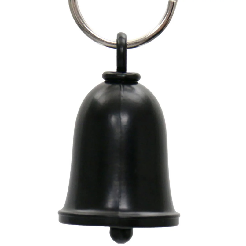 MLB9170 Black Motorcycle Good Luck Bell w/ Key Ring-Key Chain Accessory for Bikers - HighwayLeather