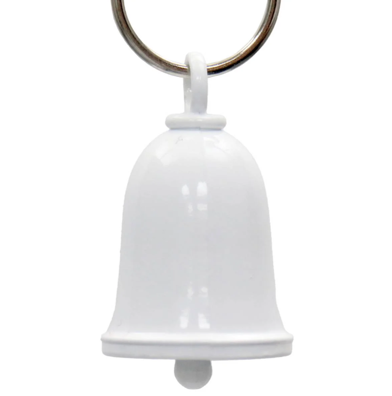 MLB9175 White Motorcycle Good Luck Bell w/ Key Ring-Key Chain Accessory for Bikers - HighwayLeather