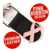 MLA1021 Pink Ribbon Medallion Vest Extender - Double Chrome Chains Genuine Leather 6.5" Extension MLA1021-Single - HighwayLeather