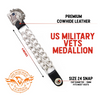 MLA1023 US Military Vet Medallion Vest Extender - Double Chrome Chains Genuine Leather 6.5" Extension MLA1023-Single - HighwayLeather