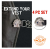 MLA1023 US Military Vet Medallion Vest Extender - Double Chrome Chains Genuine Leather 6.5" Extension MLA1023-Single - HighwayLeather