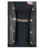 MLA1027 2nd Amendment Medallion Vest Extender - Double Chrome Chains Genuine Leather 6.5" Extension MLA1027-Single - HighwayLeather