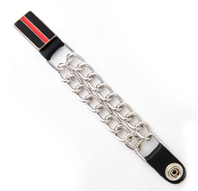 MLA1028 Thin Red Line Medallion Vest Extender - Double Chrome Chains Genuine Leather 6.5" Extension MLA1028-Single - HighwayLeather