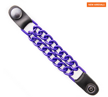 MLA1090 Purple 4 Inch Single Vest Extender - Double Chrome Chains w/ Genuine Leather Shipping calculated at checkout. - HighwayLeather