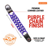 MLA1090 Purple 4 Inch Single Vest Extender - Double Chrome Chains w/ Genuine Leather Shipping calculated at checkout. - HighwayLeather