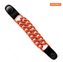 MLA1093 Orange 4 Inch Single Vest Extender - Double Chrome Chains w/ Genuine Leather