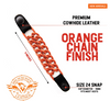 MLA1093 Orange 4 Inch Single Vest Extender - Double Chrome Chains w/ Genuine Leather - HighwayLeather