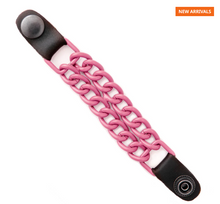 MLA1094 Pink 4 Inch Single Vest Extender - Double Chrome Chains w/ Genuine Leather