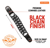 MLA1095 Black 4 Inch Single Vest Extender - Double Chrome Chains w/ Genuine Leather - HighwayLeather