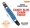 MLA1097 Candy Blue 4 Inch Single Vest Extender - Double Chrome Chains w/ Genuine Leather - HighwayLeather