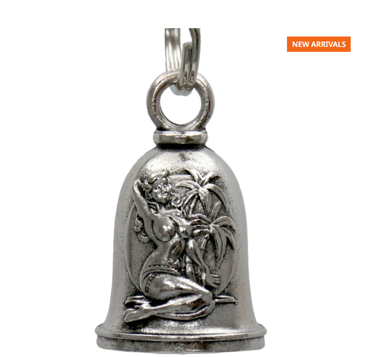 MLB9128 Pin Up Motorcycle Good Luck Bell w/ Key Ring-Key Chain Accessory for Bikers Shipping calculated at checkout. - HighwayLeather