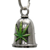 MLB9059 Pot Leaf Motorcycle Good Luck Bell w/ Key Ring-Key Chain Accessory for Bikers - HighwayLeather