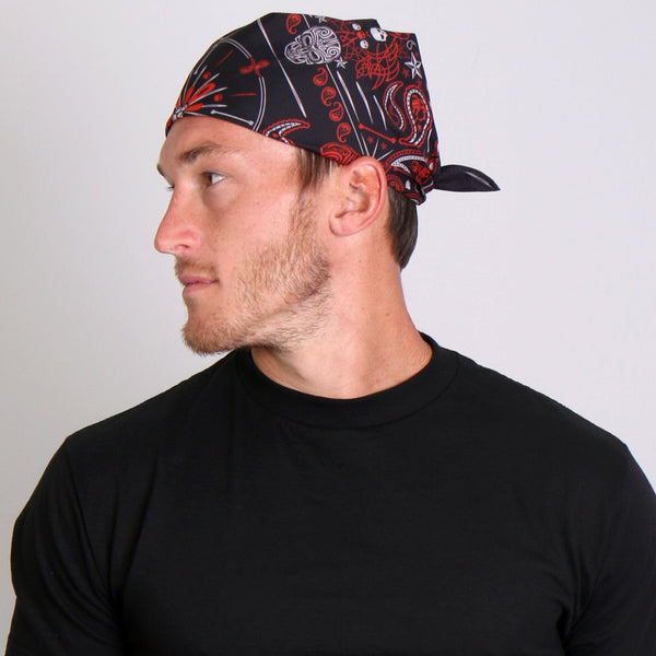 Hot Leathers BAB1070 Red Paisley Skulls Bandana | HighwayLeather