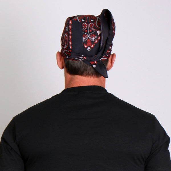 Hot Leathers BAB1070 Red Paisley Skulls Bandana | HighwayLeather