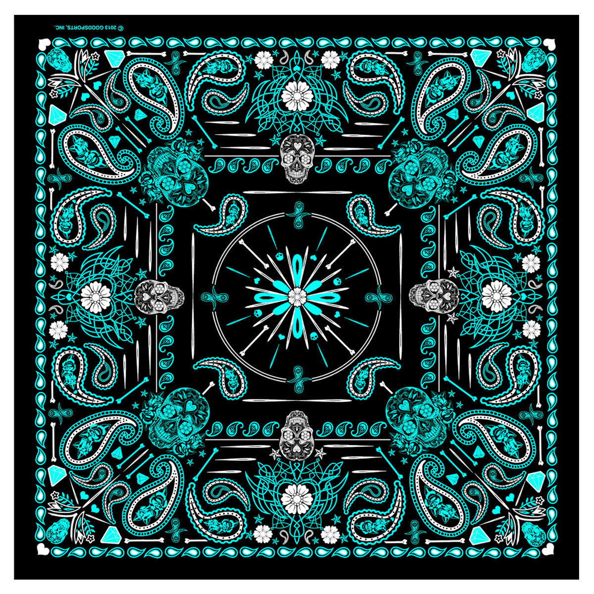 Hot Leathers BAB1072 Ladies Blue Paisley Skulls Bandana