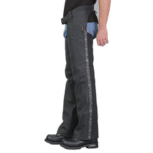 Hot Leathers CHM2001 Men's Matte Black Leather Chaps with Ancient Skull Artwork