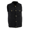 Milwaukee Leather DM1331 Men's Black Snap Front Denim Vest with Shirt Style Collar