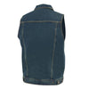 Milwaukee Leather DM1331 Men's Blue Snap Front Denim Vest with Shirt Collar