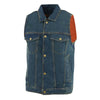 Milwaukee Leather DM1331 Men's Blue Snap Front Denim Vest with Shirt Collar