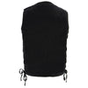 Milwaukee Leather DM1360 Men's Black Side Lace Denim Vest with Chest Pockets