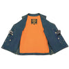 Milwaukee Leather DM1360 Men's Blue Side Lace Denim Vest with Chest Pockets