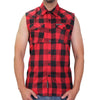 Hot Leathers FLM5001 Menâ€™s Black and Red Sleeveless Cotton Flannel Shirt