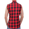 Hot Leathers FLM5001 Menâ€™s Black and Red Sleeveless Cotton Flannel Shirt