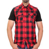 Hot Leathers FLM5001 Menâ€™s Black and Red Sleeveless Cotton Flannel Shirt