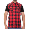 Hot Leathers FLM5001 Menâ€™s Black and Red Sleeveless Cotton Flannel Shirt