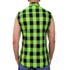 Hot Leathers FLM5002 Menâ€™s Black and Green Sleeveless Cotton Flannel Shirt