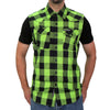 Hot Leathers FLM5002 Menâ€™s Black and Green Sleeveless Cotton Flannel Shirt