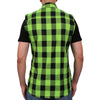 Hot Leathers FLM5002 Menâ€™s Black and Green Sleeveless Cotton Flannel Shirt