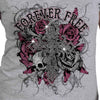 Hot Leathers GLC1557 Ladies Heather Gray Forever Free Cross Bling T Shirt