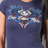 Hot Leathers GLD1297 'Live,Love, Ride' Ladies Angel Wings Navy Blue T-Shirt