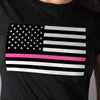 Hot Leathers GLR1515 Ladies Full Cut Thin Pink Line American Flag Black T-Shirt