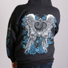 Hot Leathers GLZ4345 Women's 'Angel Roses' Zip Up Hooded Black Sweat Shirt