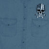 Hot Leathers GMD5372 Mens 'Flag and Skull' Sleeveless Blue Denim Shirt
