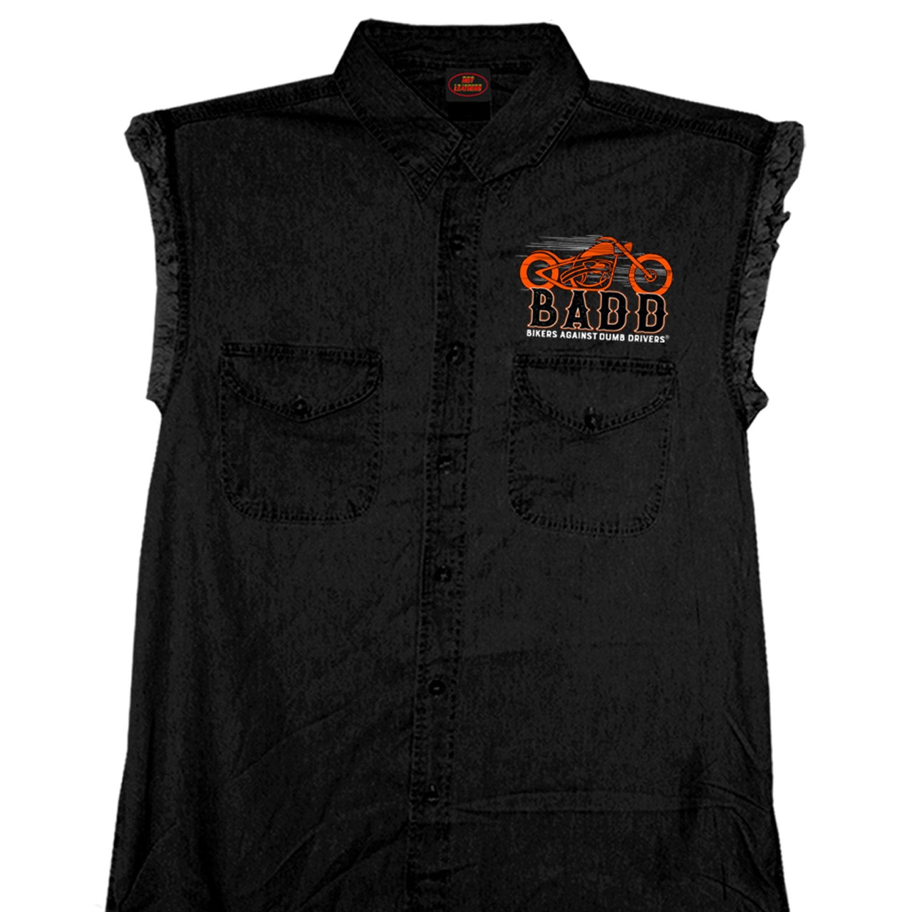 Hot Leathers GMD5453 Men's 'Bone Finger' Sleeveless Black Denim Shirt