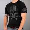 Hot Leathers GML1001 Menâ€™s' Faded Flag Skull Black T-Shirt