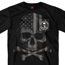 Hot Leathers GMP1388 Menâ€™s â€˜Patriotic Skull Pocketâ€™ Black T-Shirt