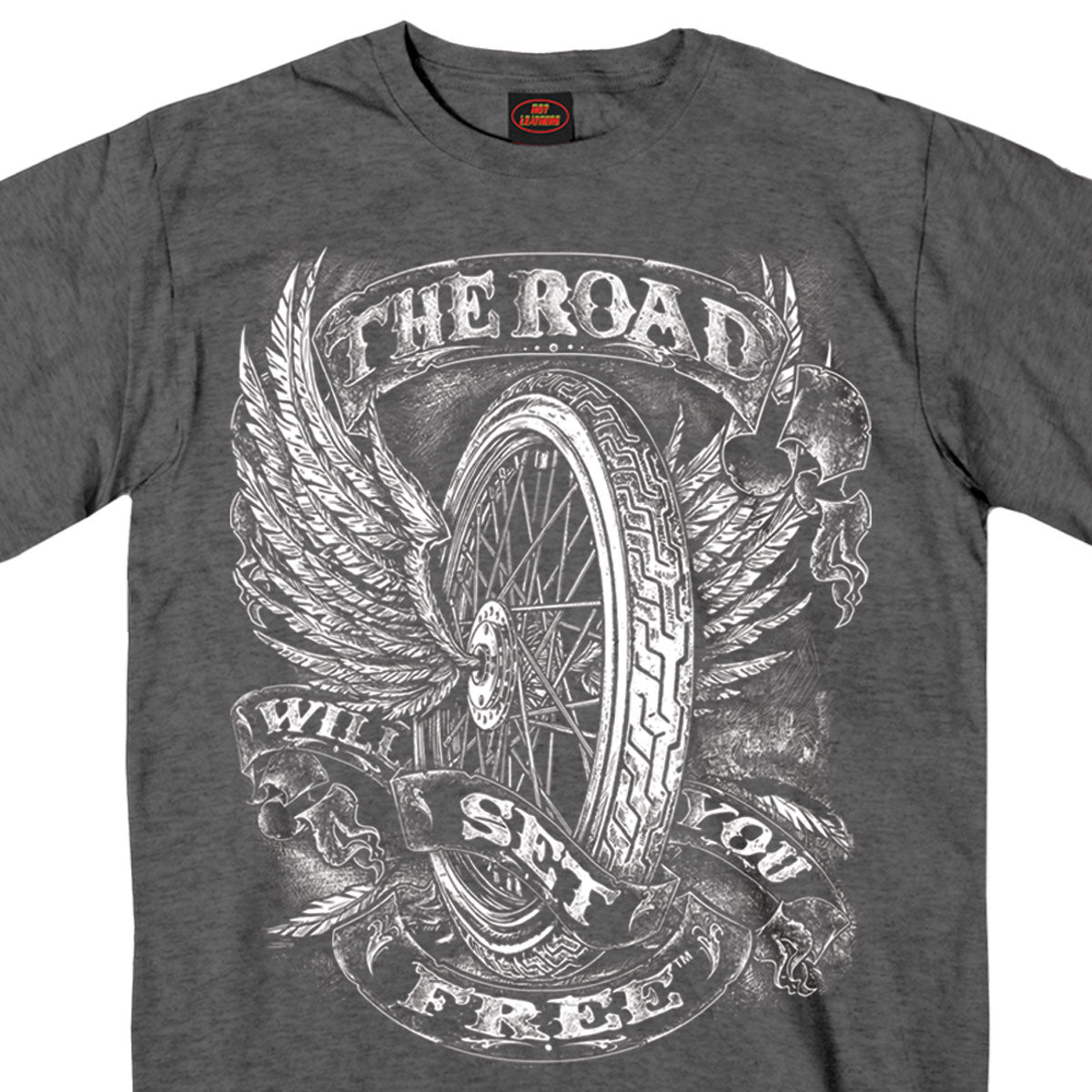 Hot Leathers GMS1325 Menâ€™s â€˜Flying Wheelâ€™ Charcoal Heather T-Shirt