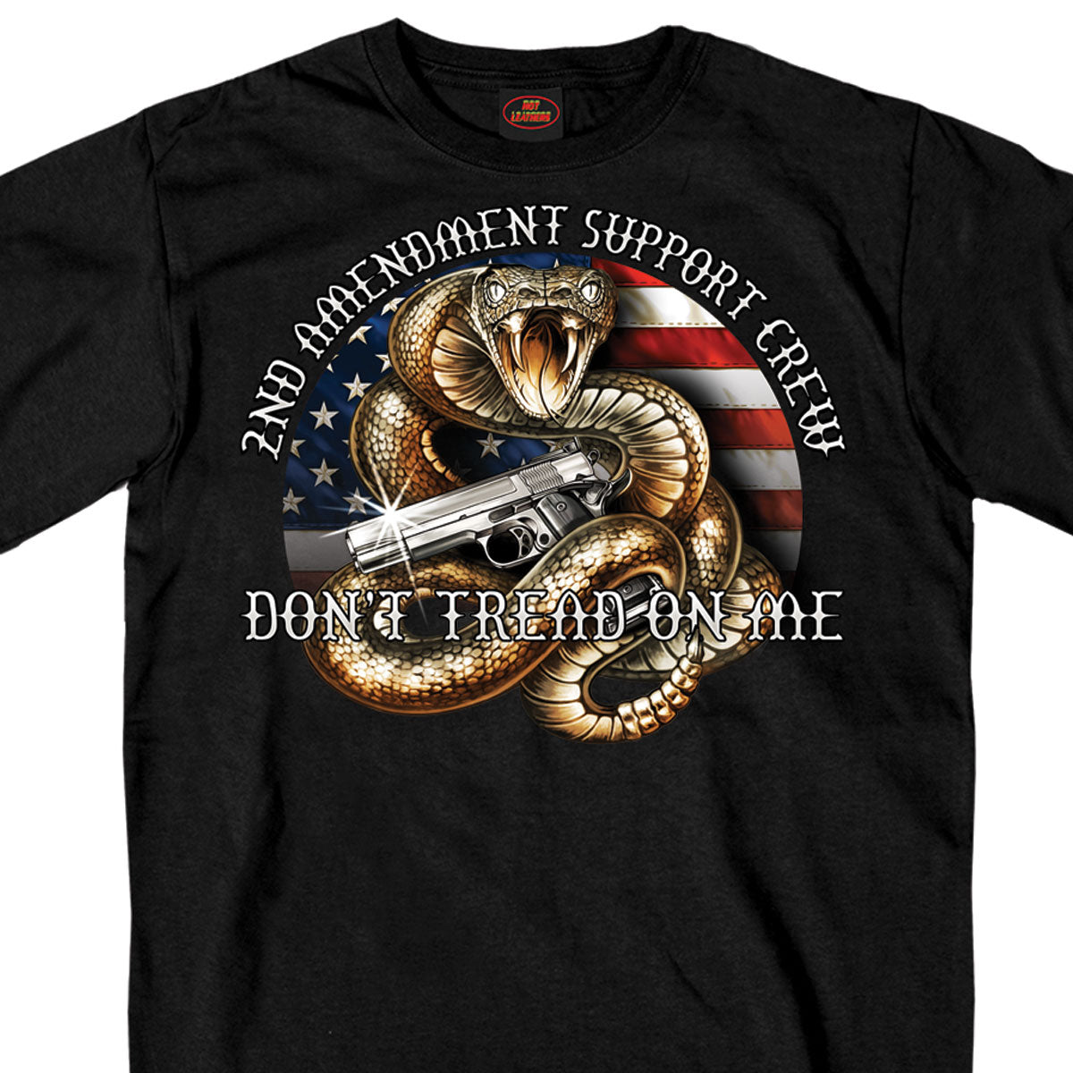 Hot Leathers GMS1371 Menâ€™s â€˜2nd Amendment Rattlerâ€™ Black T-Shirt