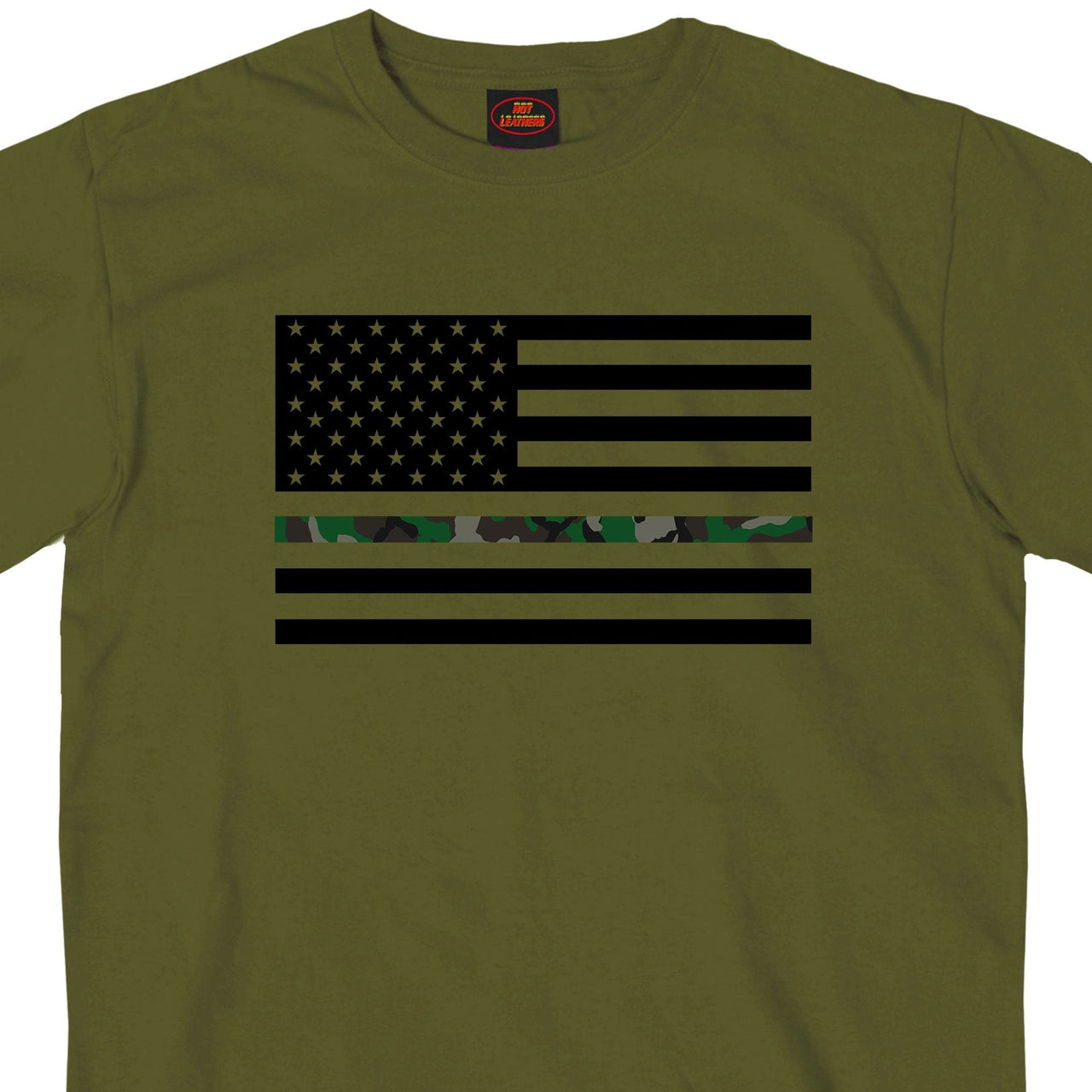 Hot Leathers GMS1444 Mens Thin Line Camo USA Flag Military Green T-Shirt