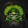 Hot Leathers GMS1463 Mens Green Indian Headdress Skull Black T-Shirt