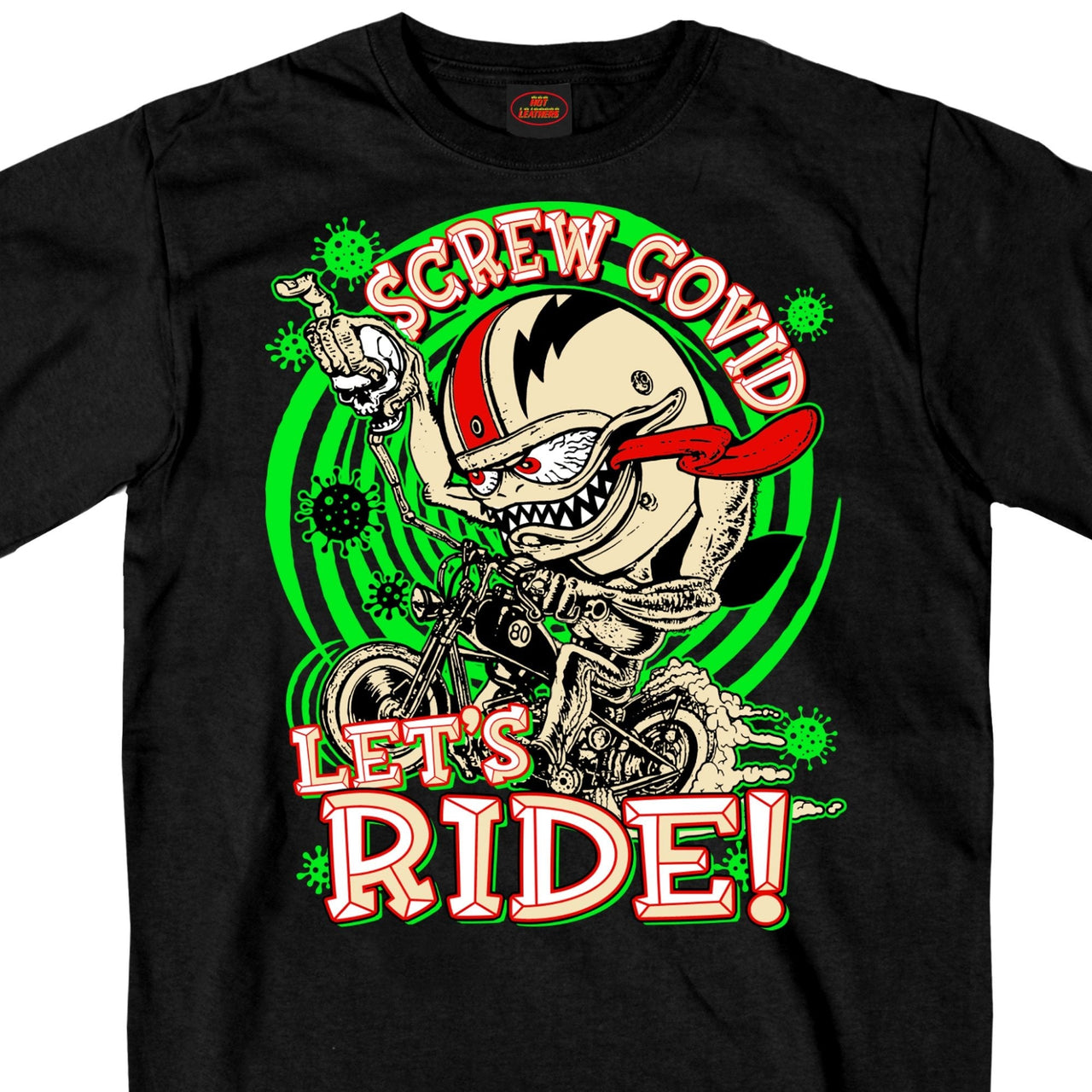 Hot Leathers GMS1474 Menâ€™s Screw Covid Lets Ride Coronavirus Motorcycle Black T-Shirt