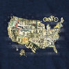 Hot Leathers GMS1481 Men's Short Sleeve USA Map Heather Navy T-Shirt